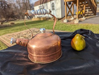 Copper Tea Kettle With Porcelain Handles