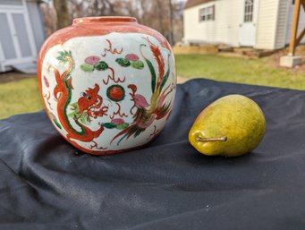 Chinese Jar / Vase With Dragon And Bird Designs