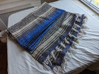 Woven Blue And Grey Blanket