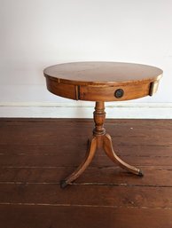 Round Side Table With Single Drawer