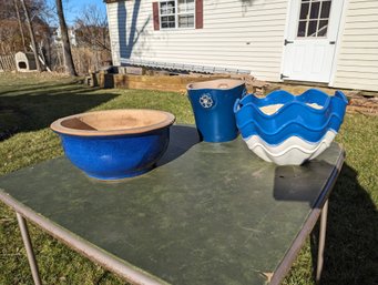 Collection Of Three Stoneware Planters