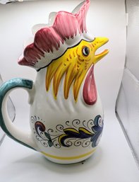 Large Ricco Deruta Rooster Pitcher