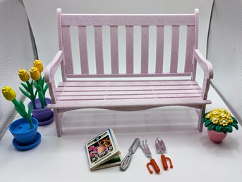 1996 Barbie Flower Garden Bench & Accessories
