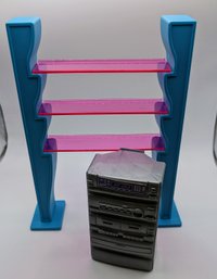 1990's Barbie Shelving Unit With Stereo