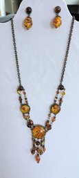 Miriam Haskel Early Unmarked 1940's Lucite Necklace & Earring Set