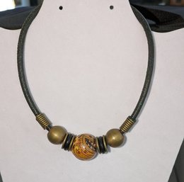 Brass & Ceramic Beaded Necklace