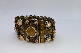Vintage Michael Negrin Lace Cameo Cuff Bracelet
