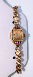 Antique Ladies Kingston Stretch Band Watch 4 Rubies