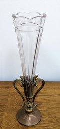 Vintage Crystal Glass And Brass Epergne