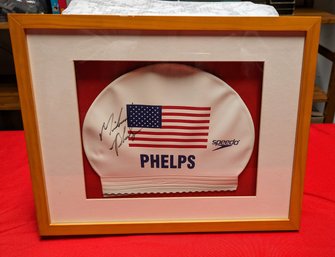 Michael Phelps Signed And Framed Speedo Swim Cap