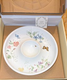 Lenox Butterfly Chip & Dip Dish ( New In Box, Never Used)