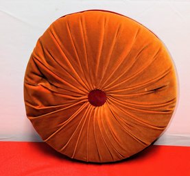 Round Velvet Orange/Rust Color Throw Pillow