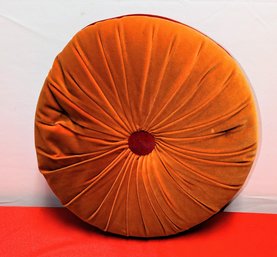 Retro Round Velvet Orange/Rust Color Throw Pillow