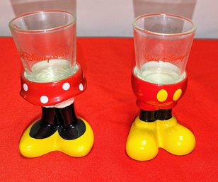 Vintage Pair Of Minnie & Mickey Shot Glasses