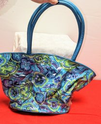 Plastic With Leather Handle Shoulder/Tote Bag