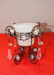 White Beaded Votive Candle/Votive Holder