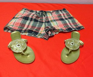 Lot Of Shorts & Sandals (Shorts Size 6 & Sandals Size-8) - 2 Items In Lot