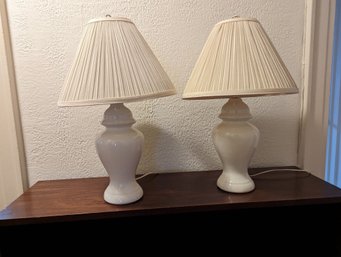 Pair Of White Ceramic Table Lamps