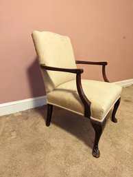 Vintage Queen Ann Mahogany Club Chair With Velvet Upholstery