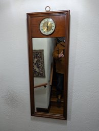 Vintage Mirror With A Clock By Bassett With Key