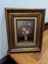 #2 Signed Oil On Board Floral Still Life Painting