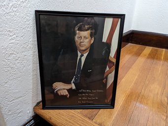 Vintage John F. Kennedy Framed Image With Quote From Inaugural Address