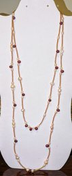 Double Strand Glass Beaded Fresh Water Pearl Necklace