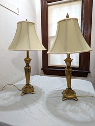 Pair Of Brass Finished Table Lamps