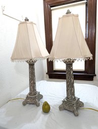 Pair Of Silver Finished Table Lamps