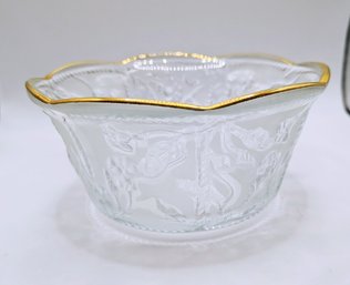 Vintage Frosted Pressed Glass Bowl