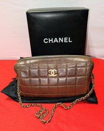 Vintage Authentic Chanel Wild Stitch Brown Shoulder Bag