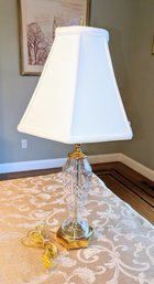 Waterford Lamp With Silk Waterford Shade - Marked On Bottom Of Light & Inside The Shade