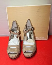 Michael Kors Brenton Mary Jane Suede & Leather Heels - Size 6