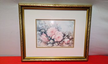 Vintage Signed Sonie Ames Framed Floral Art Print