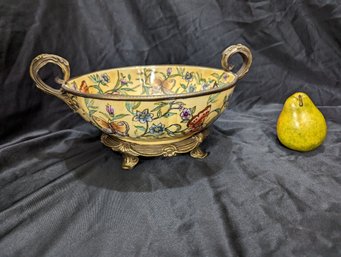 Butterfly Bon Bon Ceramic And Bronze Footed Bowl
