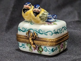 Limoges French Trinket Box Two Bird And An Egg