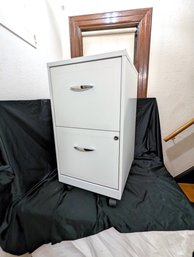 Metal Two Drawer File Cabinet On Casters