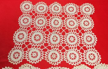 Set Of 8 Vintage Hand Crocheted Lace Napkins/Placemat/Doilies