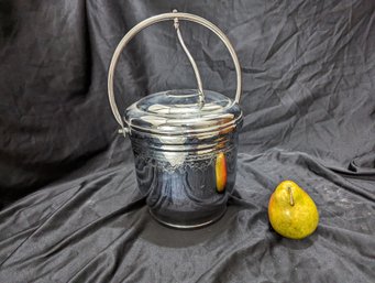 Vintage Chrome Plated Glass Lined Ice Bucket By United