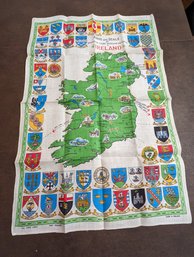 Map Of Ireland #2 Tea Towel On Pure Linen Made In Iraland