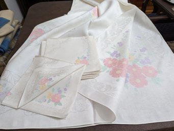 Irish Linen 12pcs Table Cloth And Napkins With Floral Designs #1