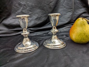 #1 Pair Of Reed & Barton Sterling Silver Weighted Candle Holders