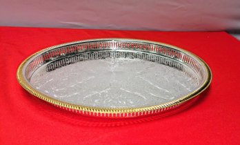 Silver & Gold Plate Oval Serving Dish