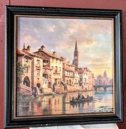 Shadow Catchers Framed Giclee Print 'Riverside Village I' By Charles Euphrasie Kuwasseg