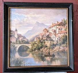 Shadow Catchers Framed Giclee Print 'Riverside Village II' By Charles Euphrasie Kuwasseg