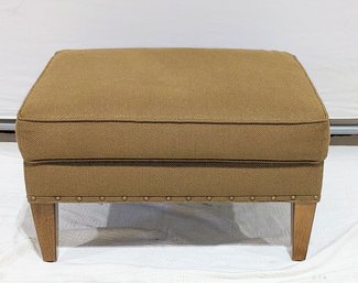 Brown Ethan Allen Ottoman With Nail Head Accented Trim