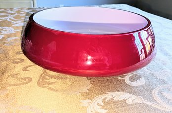 MCM Signed C. Nason Large Red Hand Blown Murano Glass Bowl