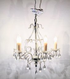 Rock Crystal Venetian Glass Chandelier 5 Arm.