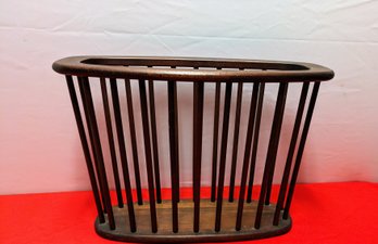 Vintage 60's MCM Walnut Wood Spindle Magazine/Newspaper Rack