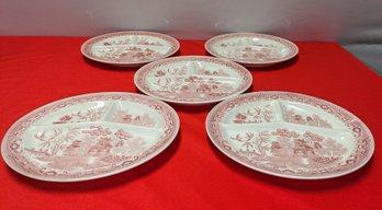 5 Vintage/Antique Villeroy & Boch Red Willow Divided Plates